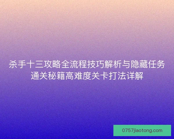 杀手十三攻略全流程技巧解析与隐藏任务通关秘籍高难度关卡打法详解